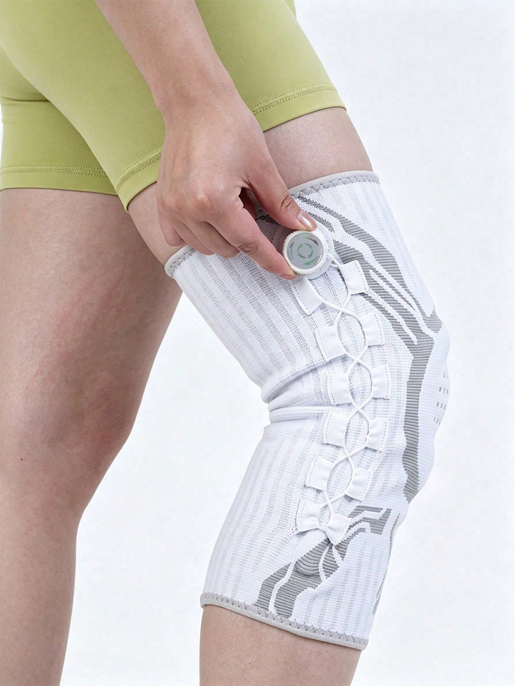 1Pc Adjustable Knob Fastening Knee Support, Breathable Knitted Silicone Patella Support Compression Knee Sleeve, Anti-Slip Shock-Absorbing Sports Knee Pad, Suitable for Running, Cycling, Gym Workout, Fitness Training, Camping, Outdoor Activities, Unisex